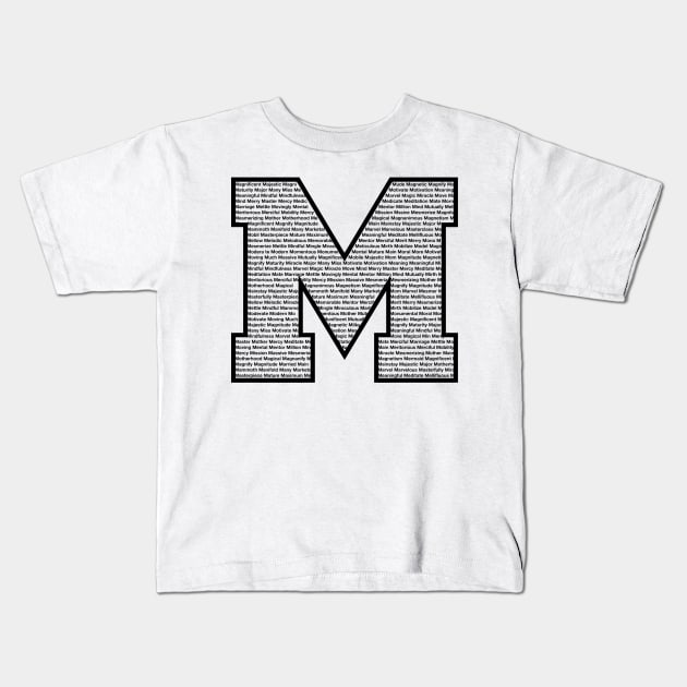 M Black Kids T-Shirt by Shirtle